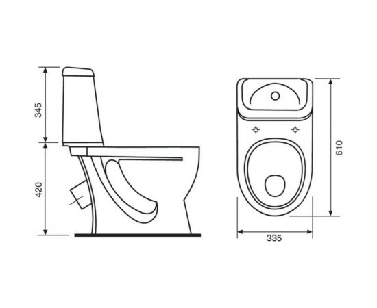 Унитаз-компакт Sanita Идеал Эконом косой выпуск, 1 режим, сиденье ПП 422774 – изображение 2
