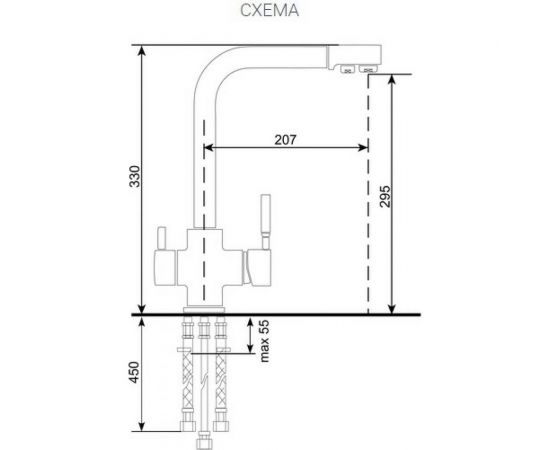 Смеситель для кухни ULGRAN U-016 цвет: черный U-016-308 – изображение 3