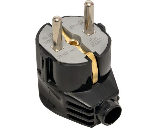 Угловая усиленная вилка EKF с заземлением черная 16А 250В Proxima AVY16-30-r – изображение 3