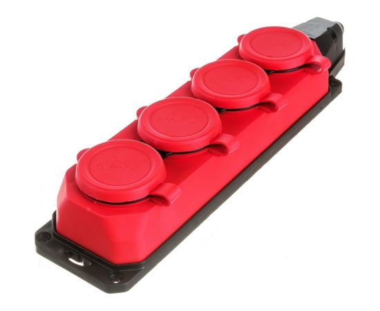 Колодка AY-KA ОУ 4-ая каучук с/з 16A IP44 красная 5540001 – изображение 3