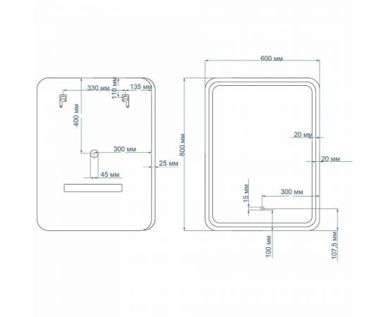 Зеркало с подсветкой и функцией антизапотевания Art&Max Genova 600x800 AM-Gen-600-800-DS-F-H – изображение 4