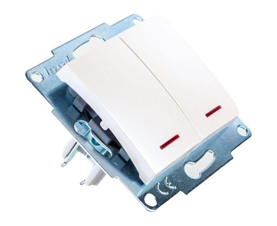 Двойной выключатель с подсветкой LEZARD KARINA жемчужно-белый перламутр 707-3088-112 – изображение 4