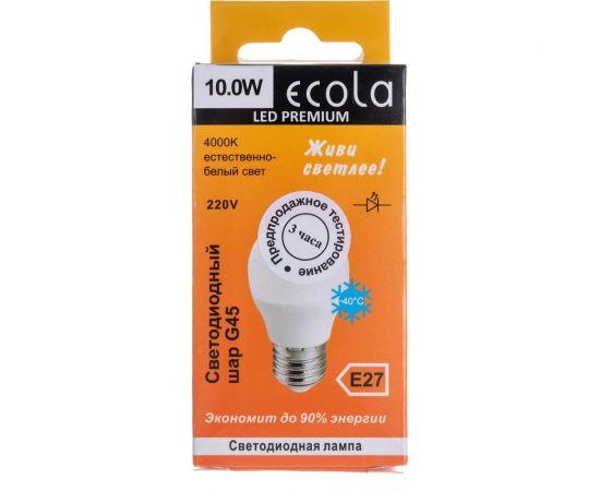Светодиодная лампа Ecola globe LED Premium 10,0W G45 220V E27 4000K шар композит 82x45 K7QV10ELC – изображение 5