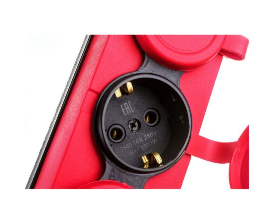 Колодка AY-KA ОУ 4-ая каучук с/з 16A IP44 красная 5540001 – изображение 5