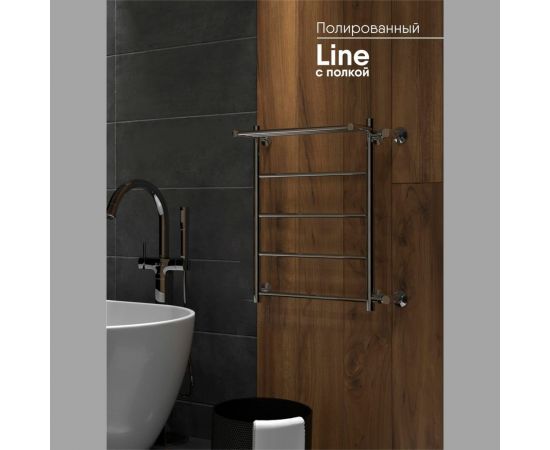 Полотенцесушитель INDIGO Line с полкой (н.р.1") 60/50 м/о 50 боковое подключение справа LLSHSW60-50R-б/п-50 – изображение 5