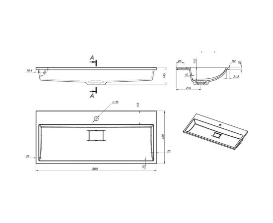 Подвесная тумба с раковиной для ванной uperwood Barsa_80 см, раковина белая, тумба белая/дуб сонома 293020534 – изображение 8