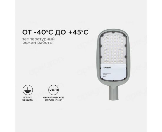 Уличный светодиодный консольный светильник Apeyron 50Вт, 5500 лм, 5000 К, IP65, КСС -Ш, 420x200x70мм / 29-02 – изображение 9