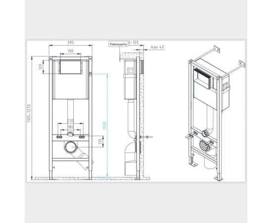Комплект Cersanit унитаз CARINA XL CO DPL EO slim инсталляция VECTOR, кнопка CORNER пластик белый 64119 – изображение 10