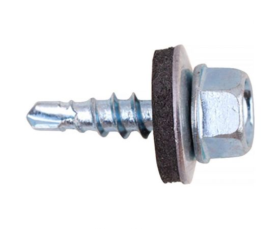 Кровельные саморезы с буром Стройбат 4.8x19 мм, белый цинк, 70 шт. 275550 