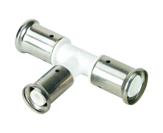 Переходный уменьшенный в центре тройник Henco ПВДФ пресс белый, 20x16x20 HE 10PKW-201620 