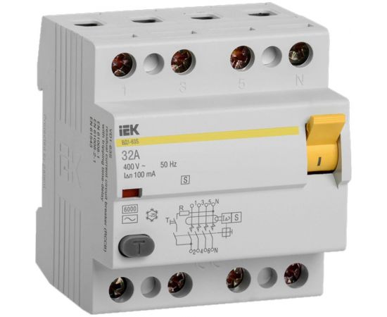 Устройство защитного отключения IEK ВД1-63S УЗО, 4Р, 32А, 100мА MDV12-4-032-100 