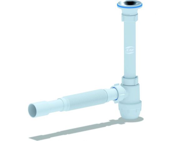 Сифон для умывальника АНИ Пласт бутылочный 1 1/4 дюйма x 40 мм, гофрированный, 40х40/50 мм, нержавеющая сетка C1015 025-0131 