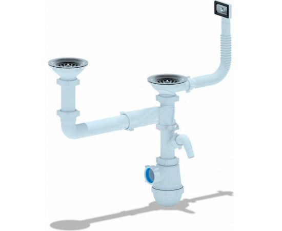 Сифон АНИ Пласт 3 1/2""х40 с круглым переливом, отводами с/м, гибкой трубой 40x40/50 A7700SA15VIG 