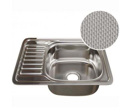 Врезная мойка mixline 48х58х18 см, 0.8, правый выпуск 3 1/2, с сифоном, декор 532309 