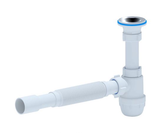 Сифон для умывальника АНИ Пласт бутылочный, 1 1/4x32, гофра, 32х32/40, нержавеющая сетка BM1015 025-1045 