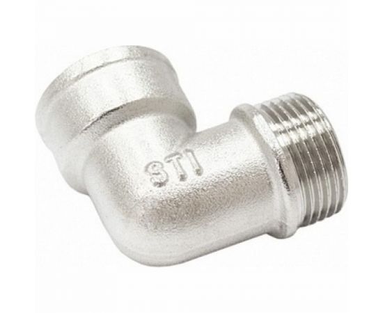 Угольник STI латунный Ду20 (3/4") Ру16 ВР/НР никелированный D270-05015 