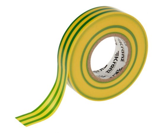 Профессиональная изолента ПВХ KRANZ 19 мм х 20 м, 0.18 мм, желто-зеленая KR-09-2807 – изображение 2