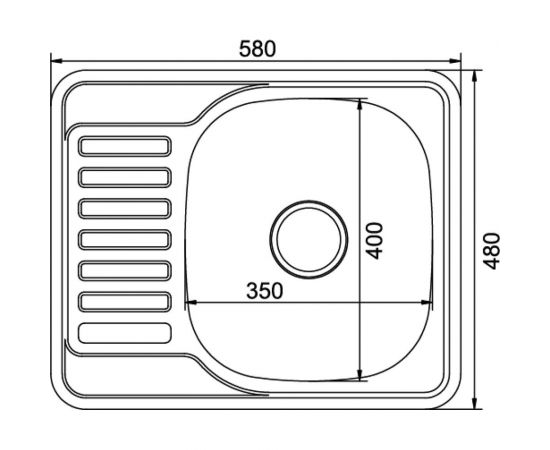 Врезная мойка mixline 48х58х18 см, 0.8, правый выпуск 3 1/2, с сифоном, декор 532309 – изображение 2