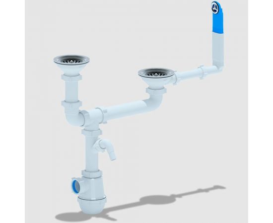 Сифон АНИ Пласт 3 1/2""х40 с круглым переливом, отводами с/м, гибкой трубой 40x40/50 A7700SA15VIG – изображение 2