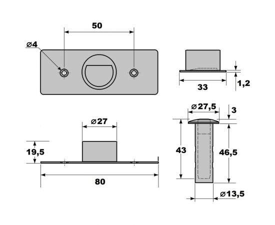 Магнитный дверной стопор скрытой установки Левша У4-9565 – изображение 2