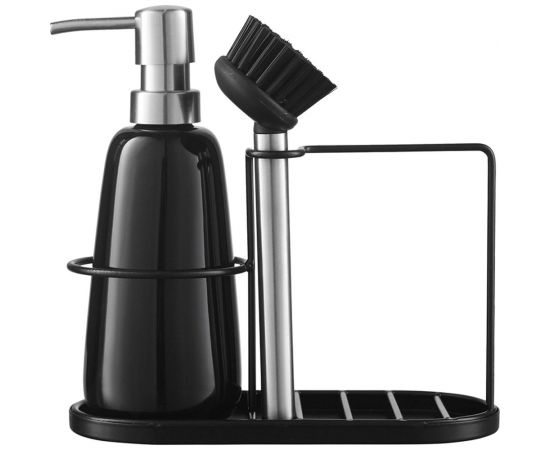 Органайзер с диспенсером для мыла Smart Solutions Gunvor, 380 мл, черный WNM-SS-DSPGNV-CR-BLK – изображение 2
