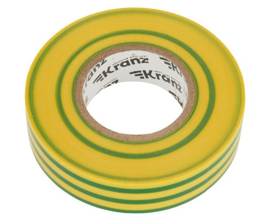 Профессиональная изолента ПВХ KRANZ 19 мм х 20 м, 0.18 мм, желто-зеленая KR-09-2807 – изображение 3