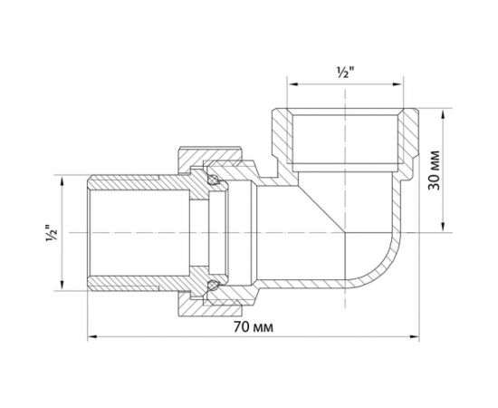 Переходник VRT со сгоном, 1/2, угловой, конус, никель 504287 – изображение 7