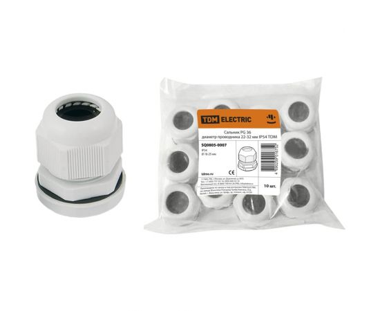 Сальник TDM PG 36 диаметр проводника 22-32мм IP54 SQ0805-0007 