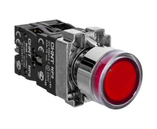 Кнопка управления CHINT NP2-BW3465 1НО+1НЗ красн. AC/DC 230В(LED) IP40 574267 