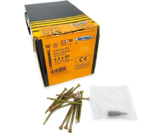 Саморезы Eurotec Hobotec ZK 3.2x50 TX10, трапеция, сверло, 500 шт. 110285 