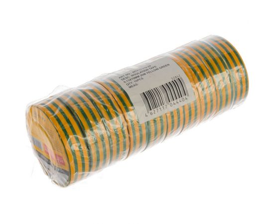 Изоляционная лента STEKKER 0,13x19 мм, 20 м, желто-зеленая, INTP01319-20 32842 – изображение 2