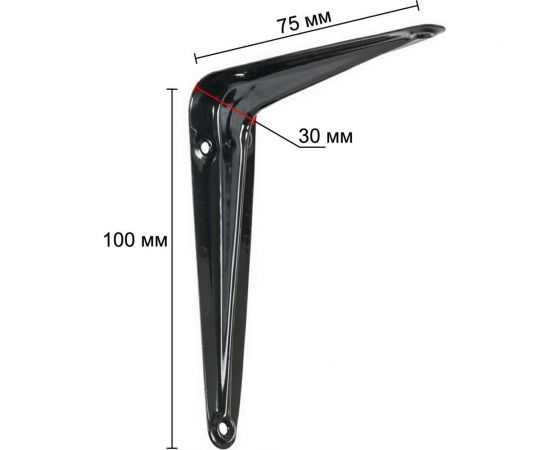 Кронштейн VORMANN жестяной, 75x100x30 мм, цвет: черный 00150 075 LS – изображение 2