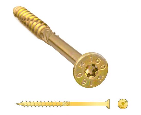 Шуруп Rusconnect CS 06040 с/нарез. д/дерева, потай, 6х40, 200 шт. Желтый цинк 310603 – изображение 2