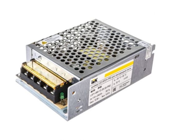 Драйвер IEK LED, ИПСН-PRO, 40Вт, 12В блок-клеммы IP20 LSP1-040-12-20-33-PRO – изображение 3