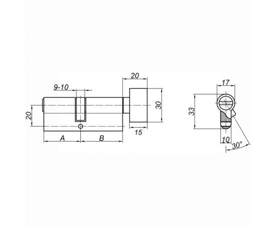 Цилиндровый механизм Palladium ZN 70 C BK PB СТ-00001145 – изображение 4
