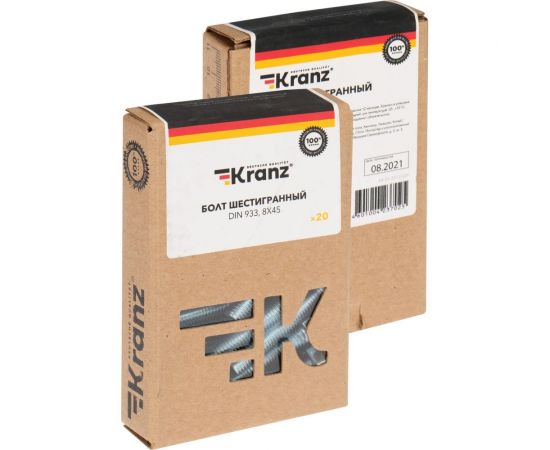 Шестигранный болт KRANZ DIN 933, 8x45, 20 шт. KR-01-3512-029 – изображение 6