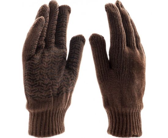 Трикотажные двойные полушерстяные перчатки Сибртех с ПВХ покрытием 68634 