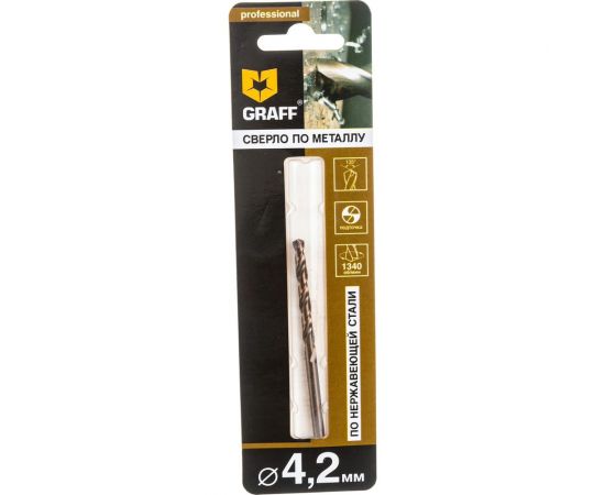 Сверло по нержавеющей стали (4.2 мм; Р6М5К5) GRAFF 744275 