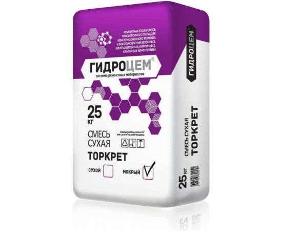 Ремонтная смесь Гидроцем Торкрет 25 кг, мокрый Г00066 