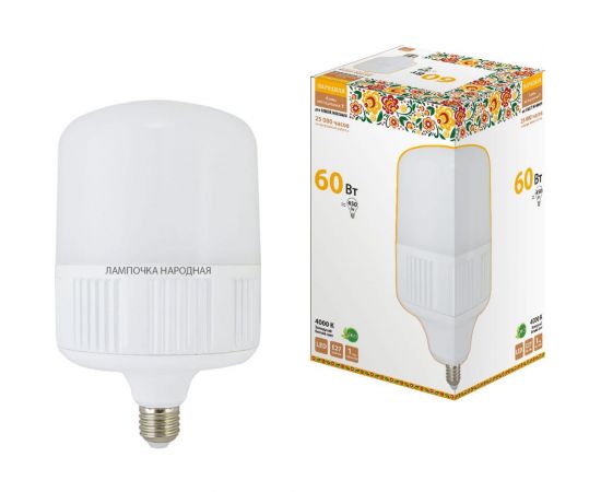 Светодиодная лампа TDM T-60 Вт-230 В-4000 К–E27 160x265 мм НАРОДНАЯ SQ0340-1583 