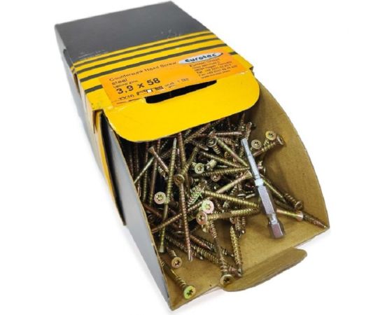 Саморезы Eurotec Countersunk Head Screw 3.9x58 TX10, потай, сверло, 250 шт. + бита 111903 – изображение 2