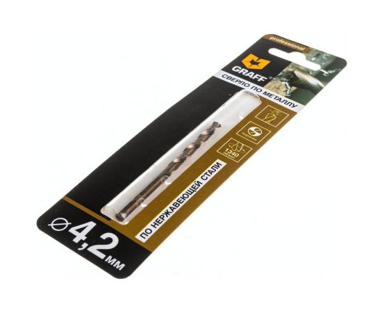Сверло по нержавеющей стали (4.2 мм; Р6М5К5) GRAFF 744275 – изображение 2