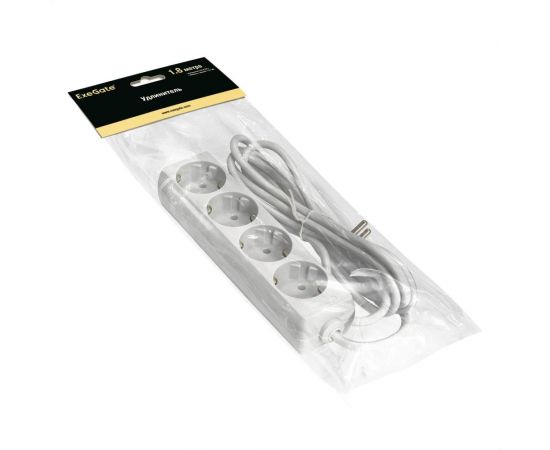 Удлинитель ExeGate ECE-4-1.8W 4 евророзетки с заземлением, 1.8м, белый 285812 – изображение 2