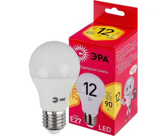Светодиодная лампа ЭРА ЭКО LED A60 12W 827 E27 R E27 12Вт груша, теплая белая Б0050197 – изображение 2