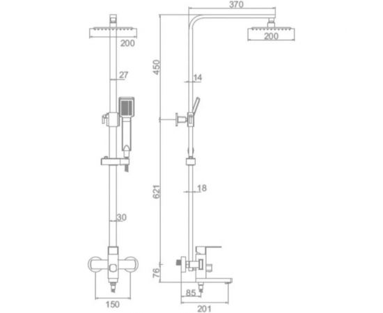 Душевая система LEDEME с тропическим душем и смесителем L72433 89594 – изображение 2