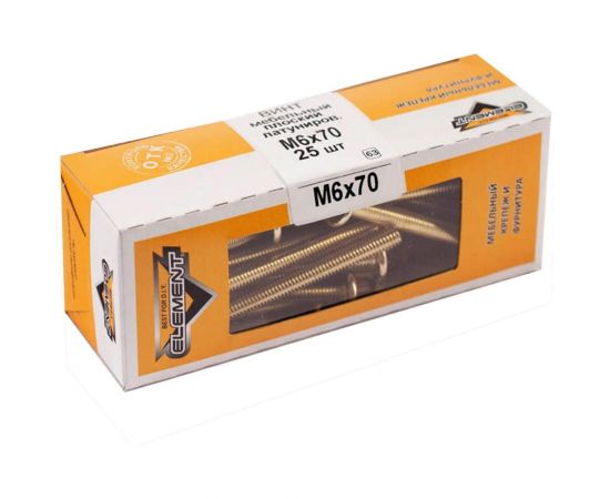 Мебельный плоский винт Element М6x70мм латунирован. 25 шт 307390 – изображение 2