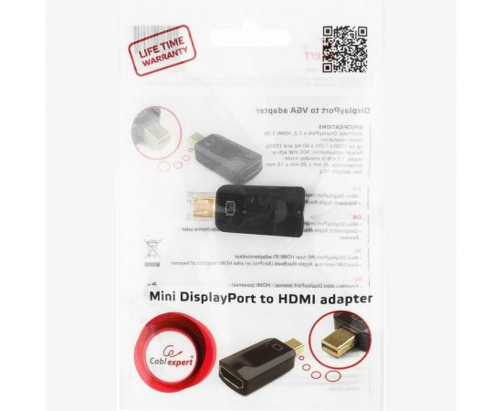 Переходник Cablexpert, miniDisplayPort ; HDMI, черный A-mDPM-HDMIF-01 – изображение 3