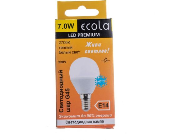 Светодиодная лампа Ecola globe LED Premium 7,0W G45 220V E14 2700K шар композит 82x45 K4QW70ELC – изображение 4
