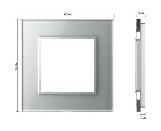Рамка для розетки LIVOLO 1 пост, цвет серый, стекло BB-C7-SR-15 – изображение 5