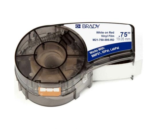 Лента 19.05мм/6.4м винил, белый на красном Brady M21-750-595-RD brd142801 